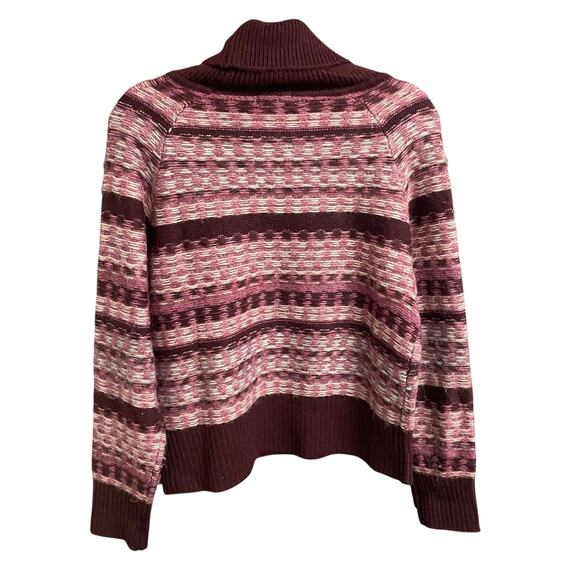 Evereve Petra Pullover Burgundy Pink Fair Isle Turtleneck Sweater Womens Small - Picture 5 of 7
